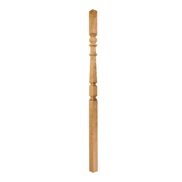 AW Oak-Square Turned Edwardian-41mm x 1100 - Wooden staircase spindle.