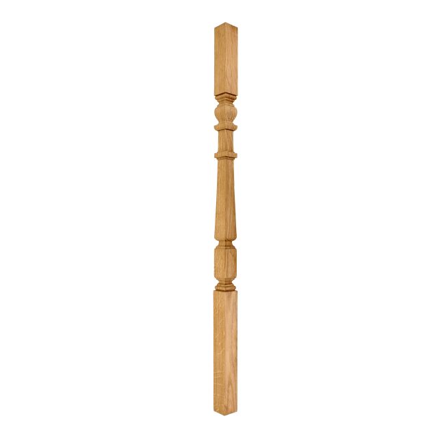 AW Oak-Square Turned Edwardian-41mm x 900 - Wooden staircase spindle.