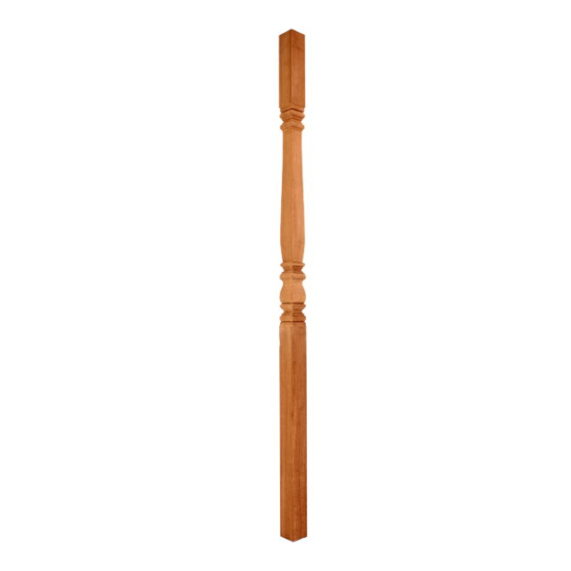 Mahogany-Square Turned Staircase Spindle Colonial No 2-41mm x 1100 - Wooden staircase spindle.