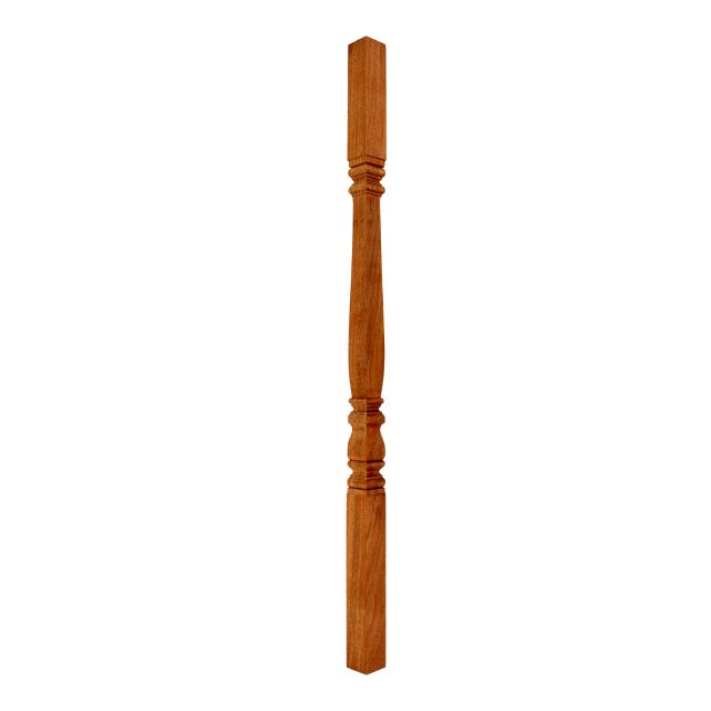 Mahogany-Square Turned Colonial No 2-41mm x 900 - Wooden staircase spindle.
