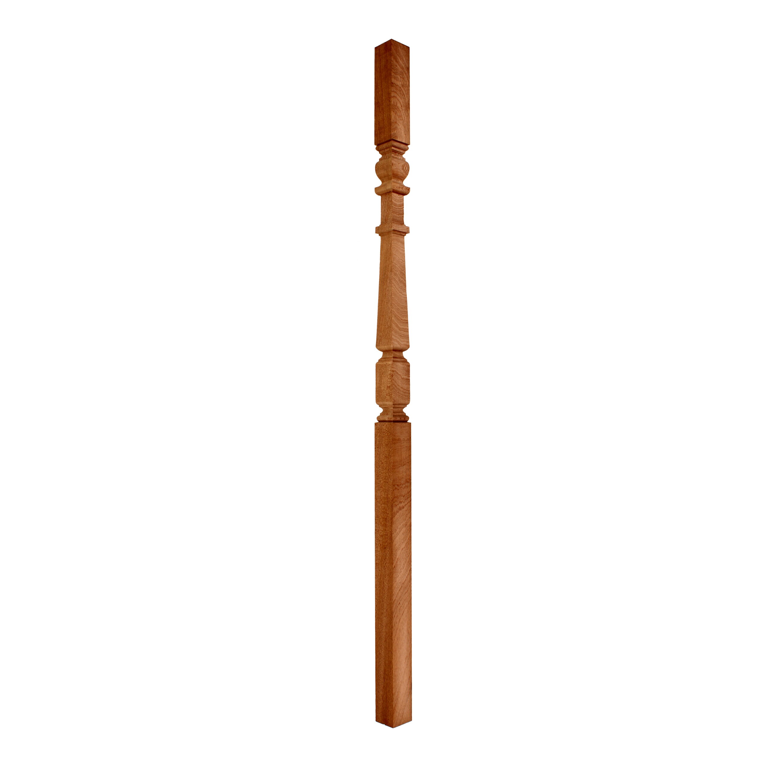 Mahogany-Square Turned Staircase Spindle Edwardian-41mm x 1100 - Wooden staircase spindle.