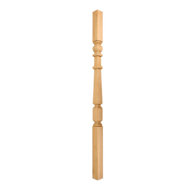 Pine-Square Turned Edwardian-41mm x 900 - Wooden staircase spindle.